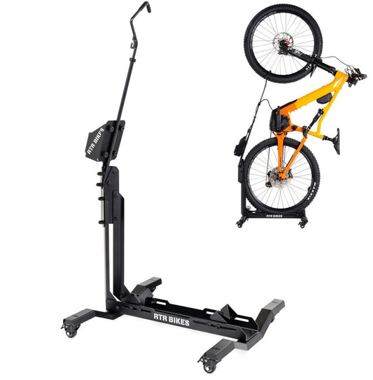 RTR BIKES BRUTUS UP PRO Professional Freestanding Bike Stand - Perfect for your garage, home, or bike shop.