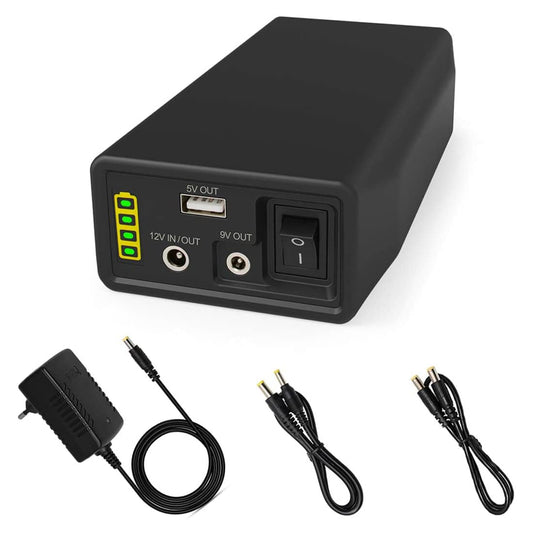 TalentCell Powerbank, LiFePO4 Battery, 12/9/5V Lithium Iron Phosphate Battery, rechargeable, 12.8V 6000mAh 76.8Wh, with charger, for LED light strips, CCTV cameras, etc, Black