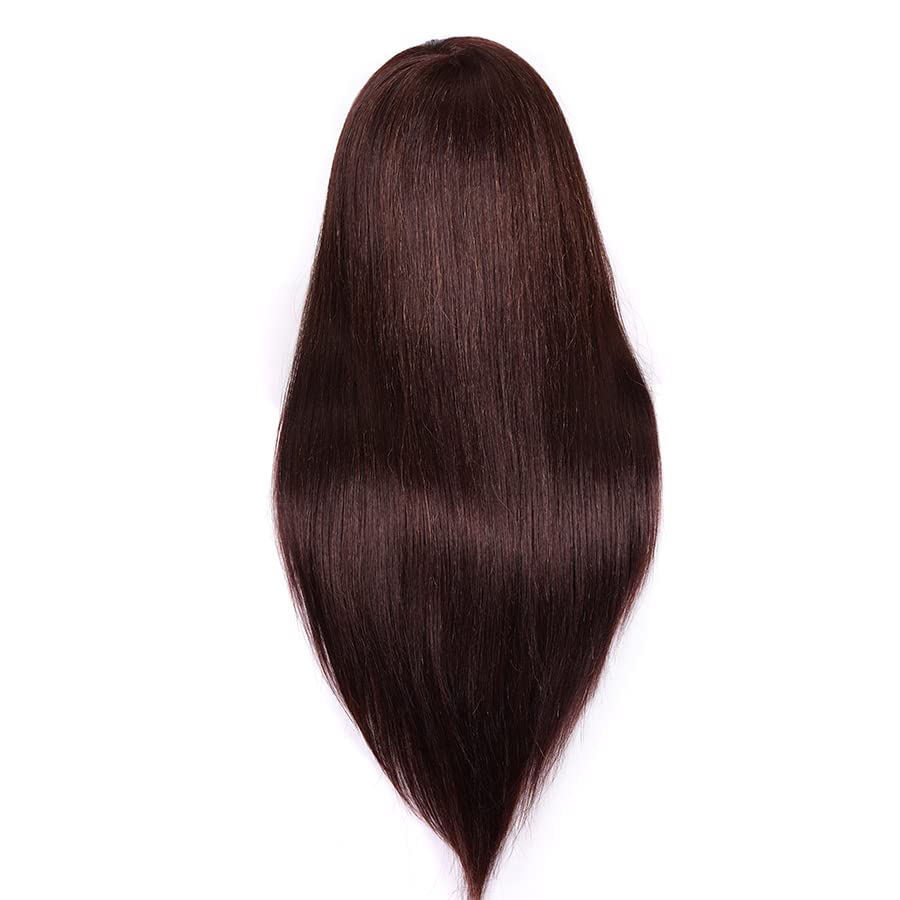 Training heads, 24 inch training heads for hairdressers 50% real hair hair practice head hairstyles set mannequin head styling head with stand + set styling hair styling braid set (brown)