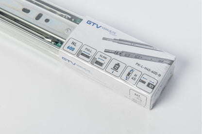 GTV - Drawer Slides H45 VERSALITE PLUS+, Ball-bearing with soft-close, H=45mm, minimum 40kg load capacity, Easy and quick installation.