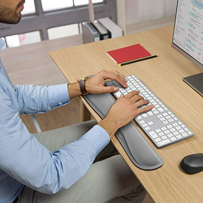 ELZO Wrist Rest for Keyboard Ergonomic Keyboard Pad with Memory Foam, Non-Slip and Anti-Tendonitis Problems for PC Computer and Laptop - Gray