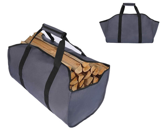 TESSLOVE Firewood Carrier Bag, Linen, Extra Large, Durable, Perfect for Fireplaces, Wood Stoves, Firewood, Camping, Landscaping (1pc, GRAY)