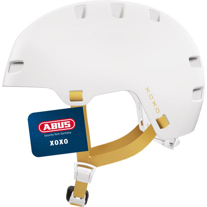 ABUS bike helmet XOXO - City helmet in skater look - suitable for skateboard, bike, scooter - with optimized chin padding - for teens and adults - Size L, White