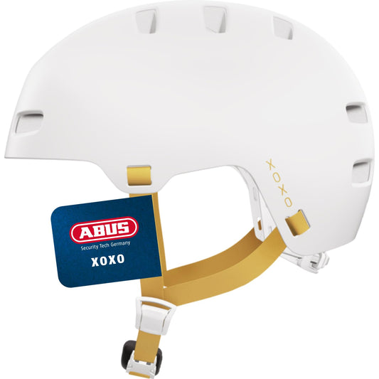 ABUS bike helmet XOXO - City helmet in skater look - suitable for skateboard, bike, scooter - with optimized chin padding - for teens and adults - Size L, White