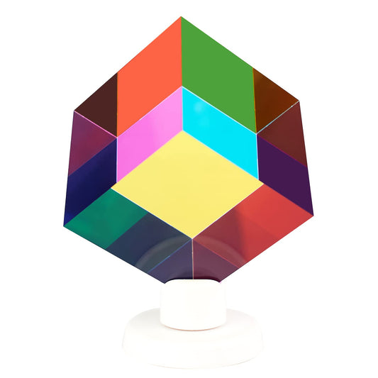 ECBANLI CMY Color Cube, 70mm (2.75 inches) mix colorful Cmycube acrylic prism, RGB dispersion color physics toy and desktop decor.