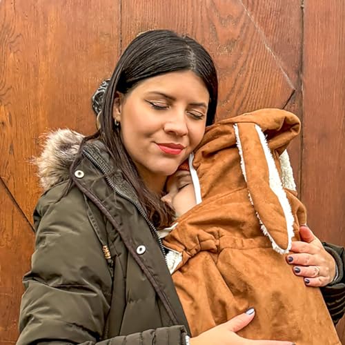 manduca by MaM® > Babywearing Cover Flex < warm & waterproof cover for baby carriers, easy to put on (Promenade Sherpa Brown Sugar)
