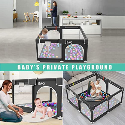 EAQ Baby Playpen with Mat Playard Safety Play Area with super soft, breathable mesh, children's fence for infants toddlers