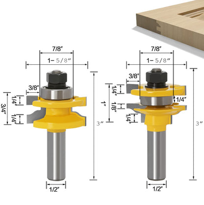APLUS Raised Panel Door Making Carbide Router Bit Set with back cutter with 1/2-inch Shank, 3 Pieces
