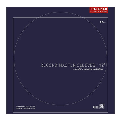 THAKKER Record Master Sleeves 12" - 50 antistatic inner sleeves | rice paper lining | premium protection for 12 inch vinyl records, LPs & Maxi singles | archival sleeves in collector's quality