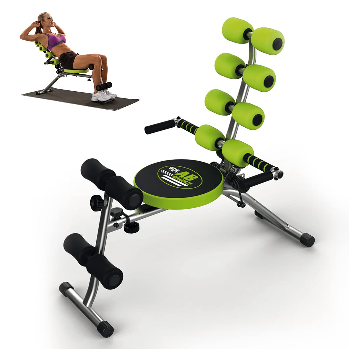 Abdominal trainer equipment for full-body workout, Gymform Ab Celerate, suitable for all ages up to 120 kg, 6 exercises target your entire core + cardiovascular training.