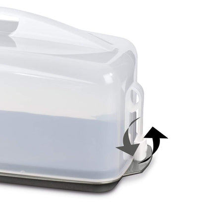 Xavax Cake Transport Box (rectangular cake box for loaf cakes, dishwasher-safe cake container with lid and carrying handle) black