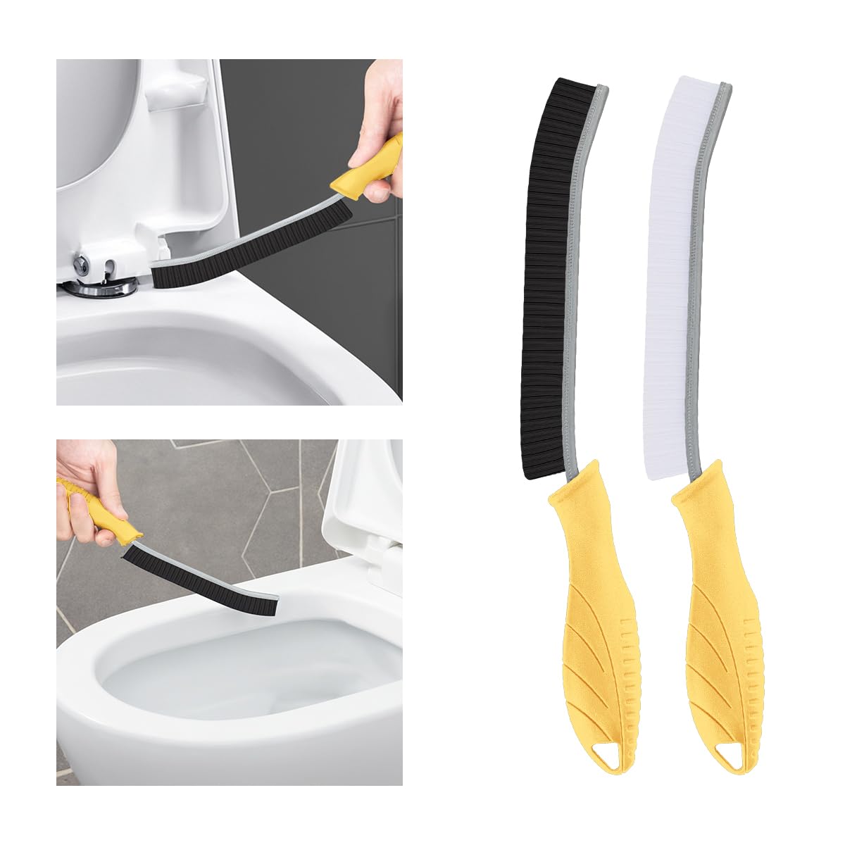 TQRR Toilet Brush, 2 Pieces Bathroom Cleaning Brush, Toilet Scrubber, Deep Toilet Bowl Brush with Hanging Hole, Multifunctional Crevice Cleaning Brush, Bristles for Kitchen Sinks, Bathtub, Shower