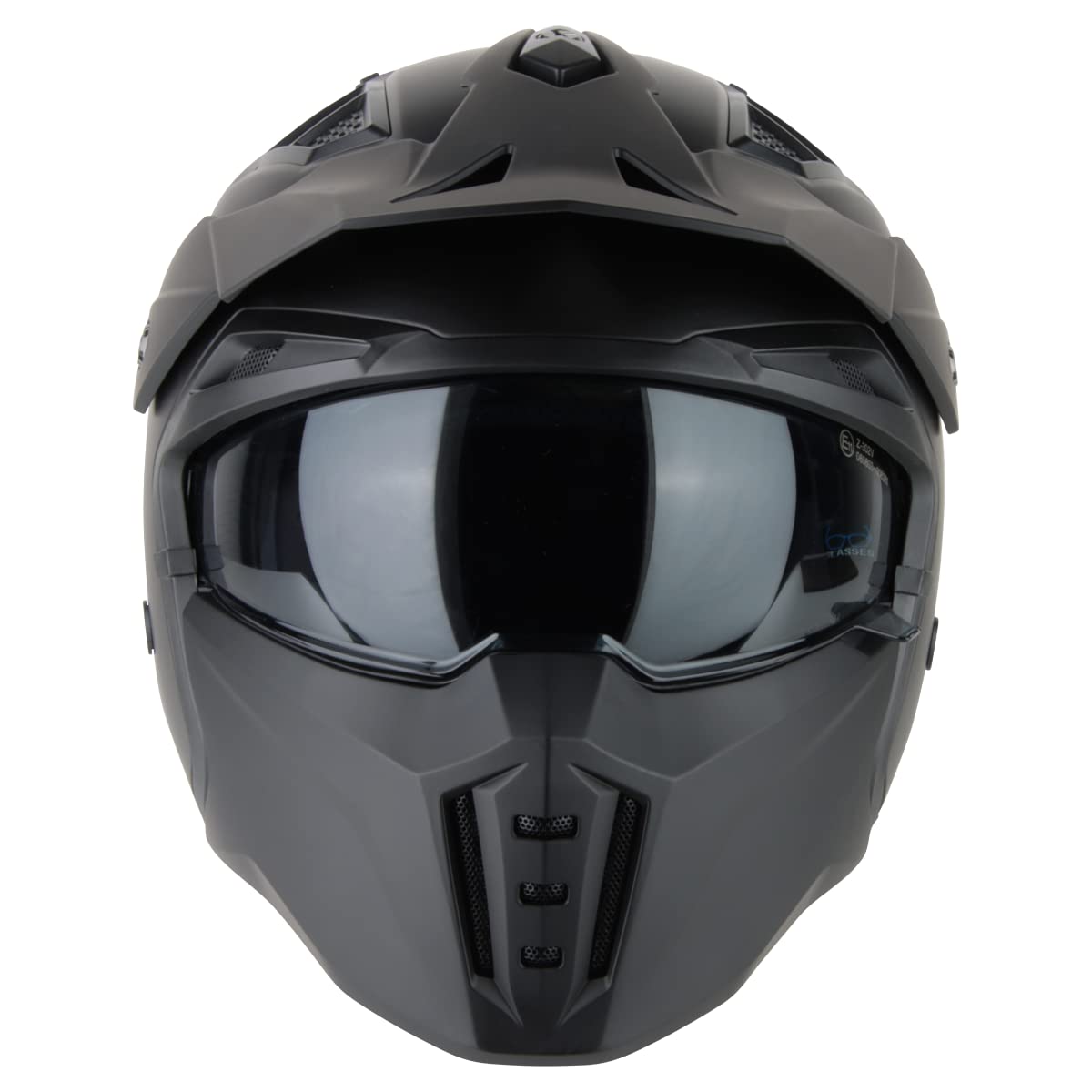 VINZ Kioto Jet Helmet / Streetfighter Helmet | ECE 22.06 approved | Motorcycle Helmet | Scooter Helmet with Sun Visor | Jet Helmet with removable chin guard - Matte Black