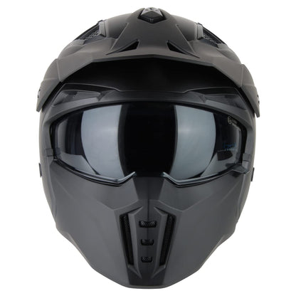 VINZ Kioto Jet Helmet / Streetfighter Helmet | ECE 22.06 approved | Motorcycle Helmet | Scooter Helmet with Sun Visor | Jet Helmet with removable chin guard - Matte Black