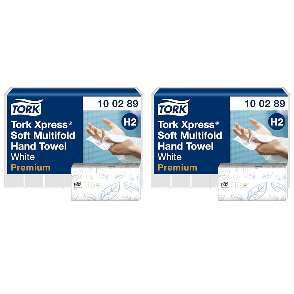 Tork Xpress soft Multifold Paper Towels 100289 - H2 Premium Folded Towels for Towel Dispenser - soft and absorbent, 2-ply, white - 21 x 150 sheets (Pack of 2)