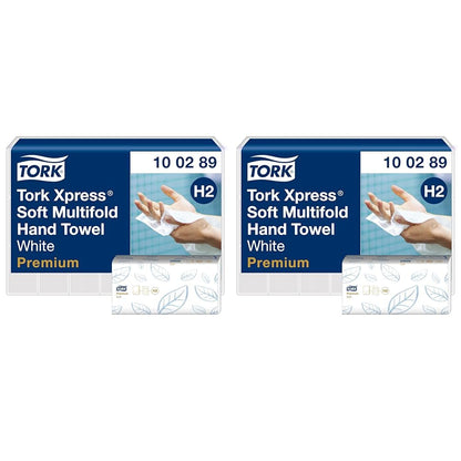 Tork Xpress soft Multifold Paper Towels 100289 - H2 Premium Folded Towels for Towel Dispenser - soft and absorbent, 2-ply, white - 21 x 150 sheets (Pack of 2)