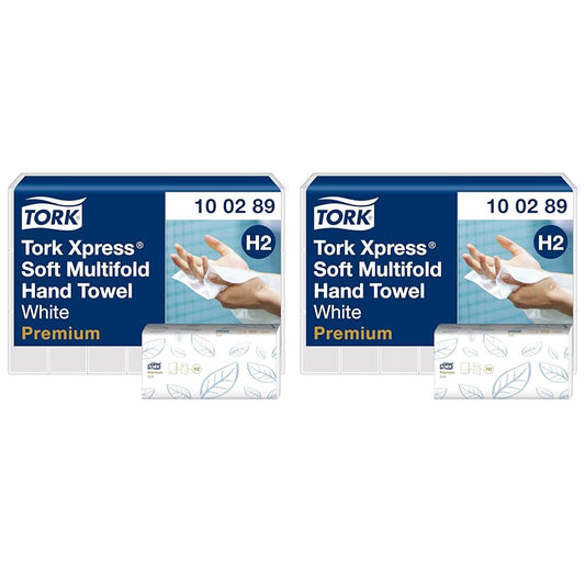 Tork Xpress soft Multifold Paper Towels 100289 - H2 Premium Folded Towels for Towel Dispenser - soft and absorbent, 2-ply, white - 21 x 150 sheets (Pack of 2)