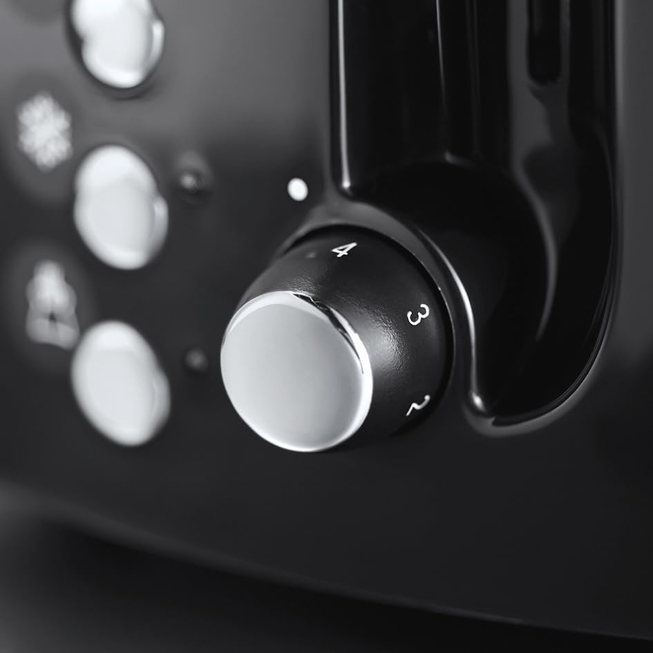 Russell Hobbs Toaster [for 2 slices] Textures+ (extra wide toast slots, including bun rack & integrated toast tongs, 6 browning levels + defrost & reheat function, 850W) 22601-56