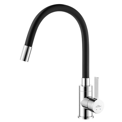 Auralum Flexible Kitchen Faucet, 360° Rotating Kitchen Faucet, Black, Sink Faucet with Flexible Spout
