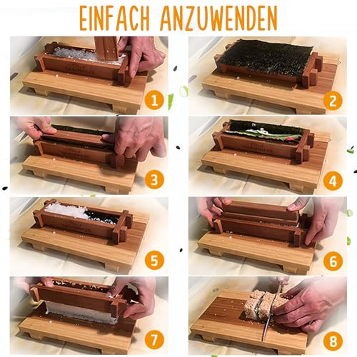 iSottcom Buchenholz Sushi Maker - Make your own Japanese sushi rolls easily - Maki set including recipe app, gift box, and instructions - Perfect sushi gift for beginners & pros.