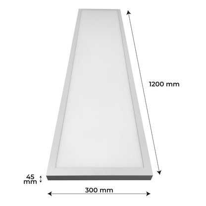 LED ATOMANT pack of 2 mounting frames + LED recessed panel lights 120x30cm 48W, CCT (color selection switch Warm White, Neutral White or Cool White), 5000 lumens, driver included