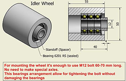 (AL4-19) CNC machined belt grinder set for knife sharpeners. 100mm drive wheel, 19mm shaft, 75mm tracking wheel, 50mm idler.