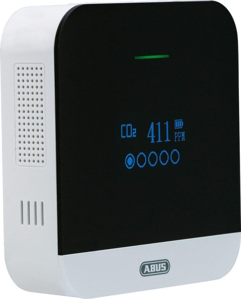 ABUS CO2 Alarm - CO2WM110 AirSecure - Monitor for air quality, humidity, and temperature in the room - with alarm and CO2 indicator - 10-year sensor.
