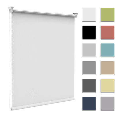 Blackout roller blind without drilling & with drilling, Roller blind blackout White 60x160cm (fabric width 55cm) for window interior wall mounting, ceiling mounting window blind side-rolling clamp roller blind