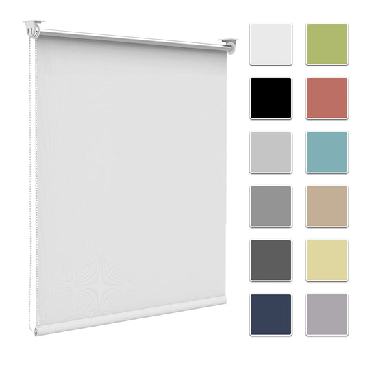 Blackout roller blind without drilling & with drilling, Roller blind blackout White 60x160cm (fabric width 55cm) for window interior wall mounting, ceiling mounting window blind side-rolling clamp roller blind