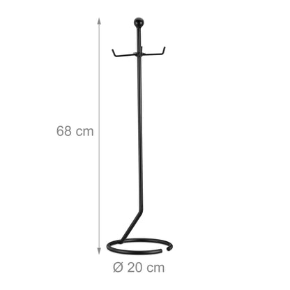 Relaxdays 5-piece fireplace tool set, fireplace accessory for hanging, with shovel, brush, poker, tongs, and holder, black, 68 x 20 x 20 cm.