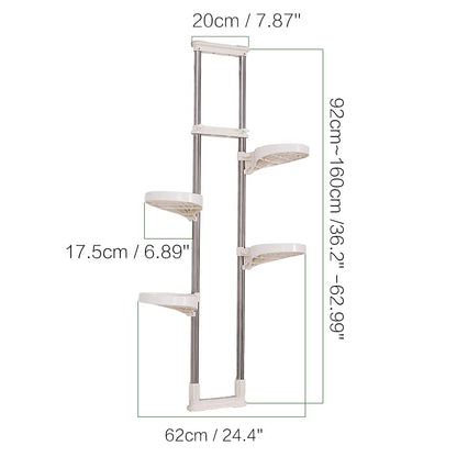 BAOYOUNI Telescopic Flower Stand Plant Stand Indoor Plant Stand Window Sill Metal Telescopic Shelf Window Shelf for Plants Flowers Adjustable Height 92 to 160 cm, Ivory
