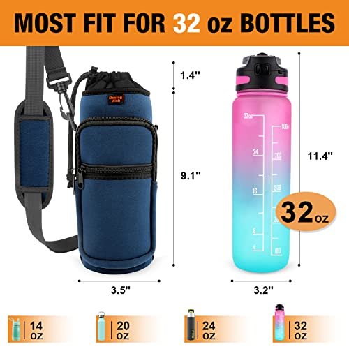 DesignWish Bike Bottle Holder No Screws Drink Holder Bike Bottle Cage Drink Holder Bike Water Bottle Holder with Mesh Pocket and Shoulder Strap Accessory