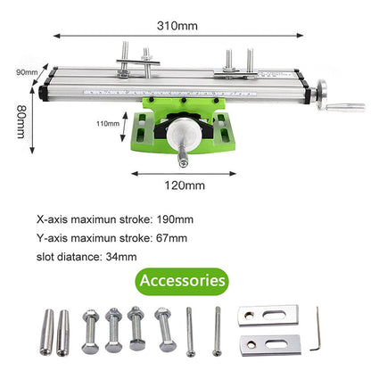 PEALOV Cross Table Milling Table, Milling Table Work Table Machine, cross table drilling machine metal milling machine, cross slide table coordinate table cross table drilling table home improvement DIY bench drill, 310*90mm