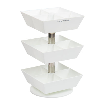 Mind Reader Tea Bag Carousel, Tea Station Organizer, Countertop Storage, Tea Holder, Kitchen, 6.75" L x 6.75" W x 11.5" H, White