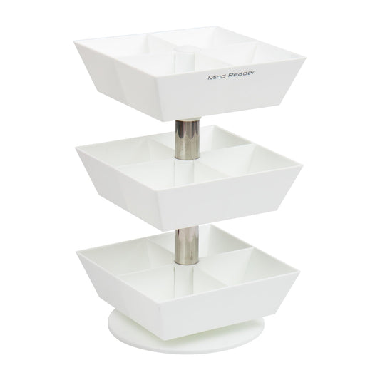 Mind Reader Tea Bag Carousel, Tea Station Organizer, Countertop Storage, Tea Holder, Kitchen, 6.75" L x 6.75" W x 11.5" H, White