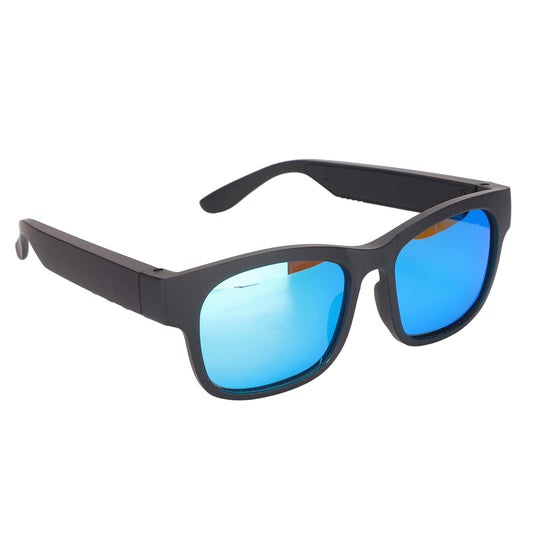 ASHATA Smart Audio Glasses, Open Ear Wireless Bluetooth Sunglasses with Headphones, Noise Cancelling Polarized Outdoor Sports Sunglasses for Cycling Running Driving Fishing (blue)