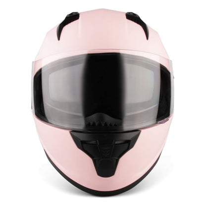 VINZ Kennet Full-Face Helmet with Sun Visor | Motorcycle Helmet Full-Face | ECE 22.06 Certified | for Women | Available in Sizes XS-XXL - Matte Pink