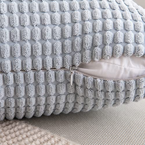 MIULEE Set of 2 Corduroy Pillow Covers Decorative Throw Pillow Case Soft Cushion Cover for Couch Bed Sofa Living Room Bedroom 12x20 inch Grey Blue