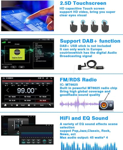 [2GB+64GB] Android 13 car stereo, CarPlay Android Auto Wireless, for FIAT 500 2007-2015 radio, 7" screen car radio, Bluetooth, GPS WiFi HiFi FM SWC USB, rearview camera