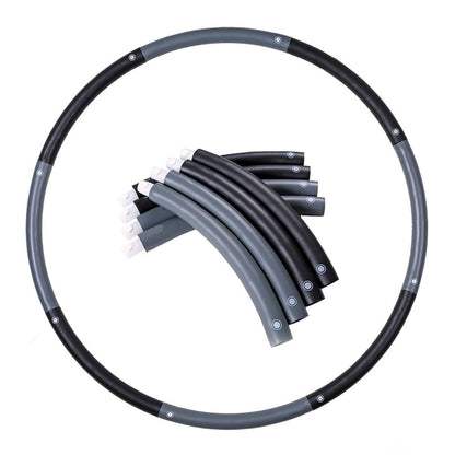 Joofang 8 Part Adjustable 2.3kg Hula Hoop for Adults 100cm, Heavy Weight, Abdominal Trainer Fitness Weighted Hoop for Weight Loss (Black and Gray)