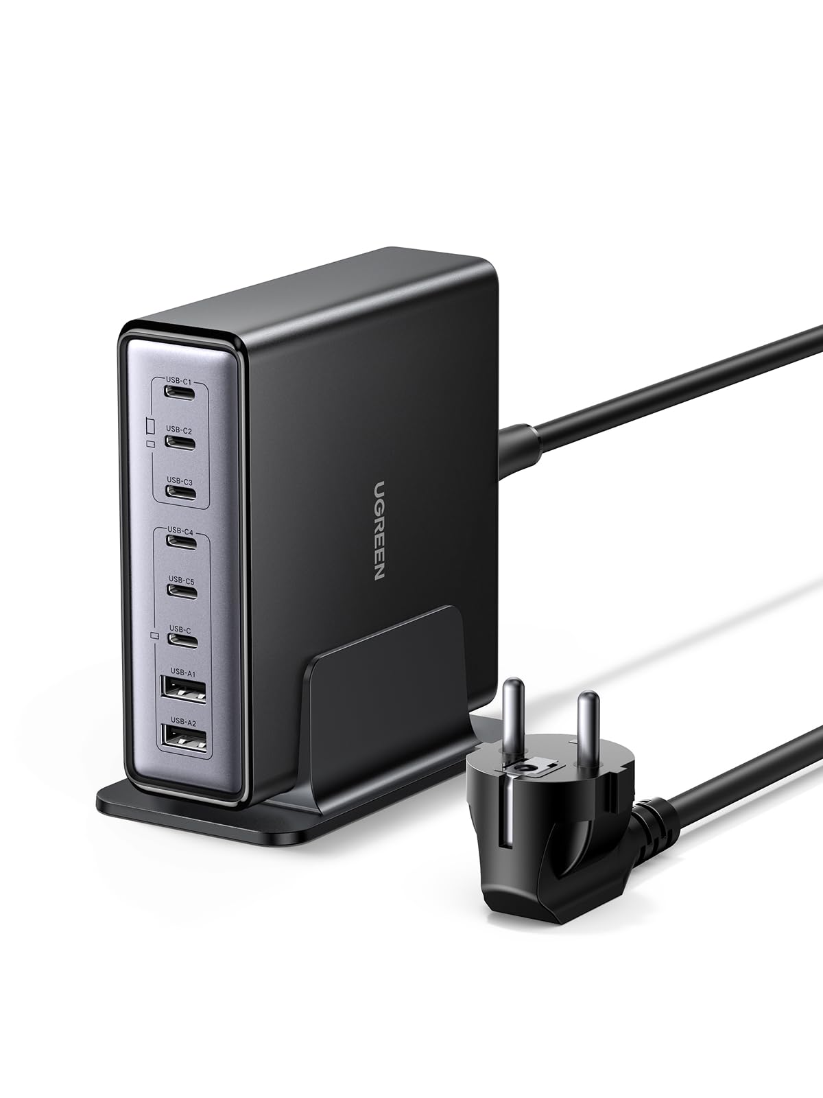 UGREEN USB C Charger 200W GaN Power Adapter 8-Port Desktop Charging Station PD Charger 100W Fast Charger PPS compatible with MacBook Pro/Air, iPhone Series, Galaxy Series, and more.
