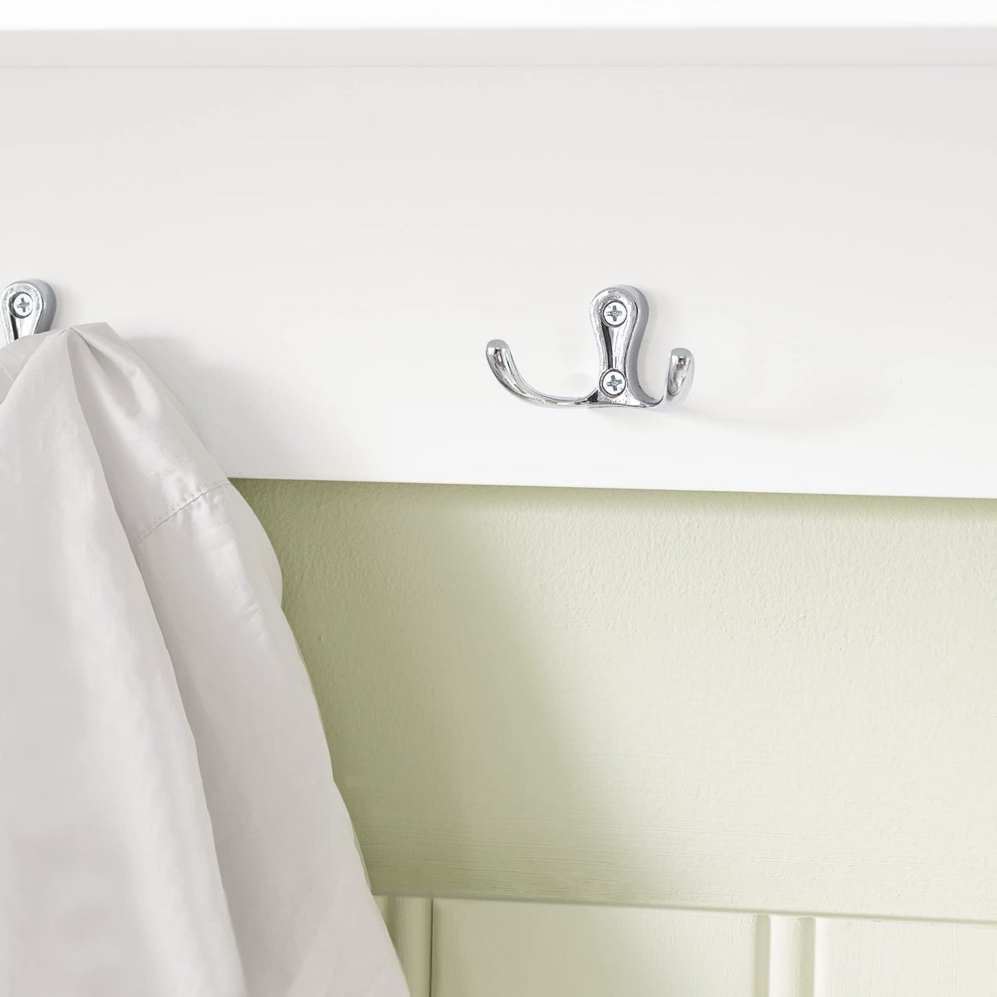 SoBuy wall coat rack hallway coat rack coat hooks wall shelf with 3 baskets and 5 hooks, wardrobe rail, hanging shelf for hallway, bedroom, bathroom, white dimensions approx. 100x31x20cm, FRG282-W