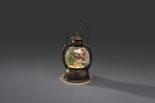 Konstsmide 3497-000 LED Ball Lantern Santa Claus, with 5h timer, water-filled, warm white, battery-operated, indoor, Santa Claus scene, Ø 12.7 cm, colorful