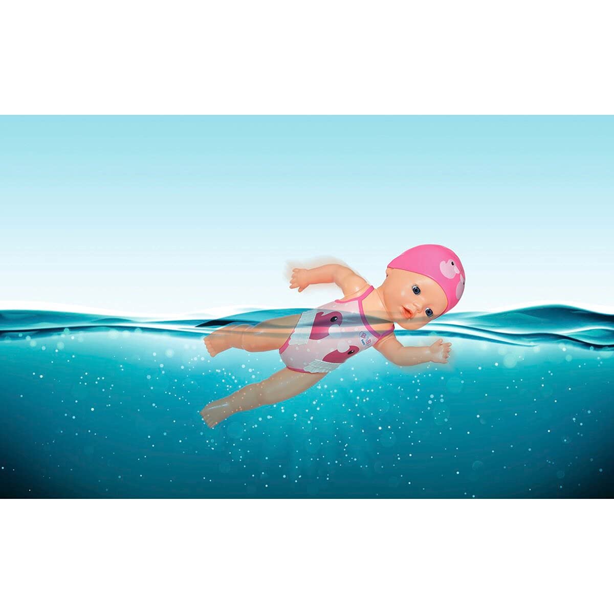 BABY born My First Swim Girl, wind-up bathing doll, waterproof, battery-free, 30 cm tall doll, 834060 Zapf Creation, Pink