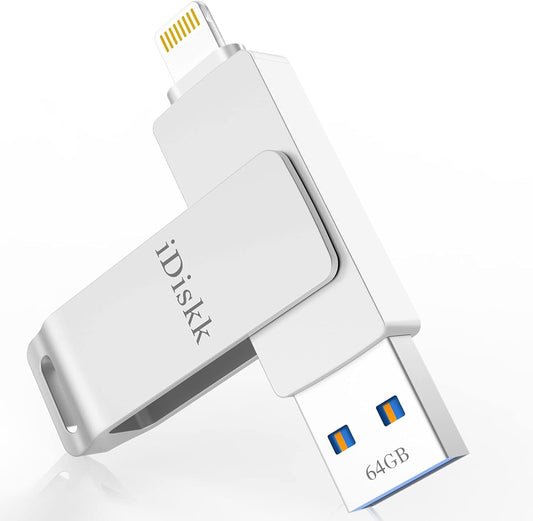 iDiskk MFi-certified 64GB Lightning-USB Photo Stick, Storage Extension Backup Flash Drive