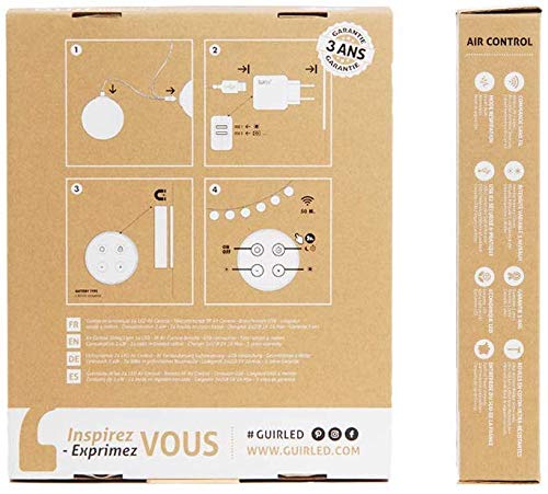 GuirLED - LED Cotton Ball String Lights USB - Wireless Remote Control - Baby Night Light 2h - Dual USB 2A Adapter Included - 4 Brightness Levels - 16 Balls 1.6m - Provence