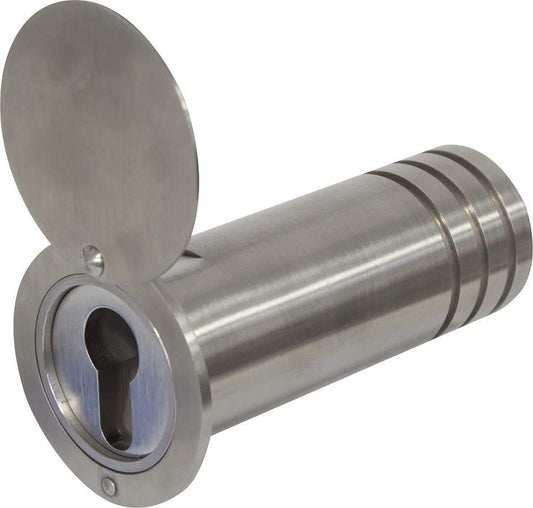 ABUS KeyGarage 729 - Key safe for wall mounting - stainless steel tube for key storage - key box with cover - Silver