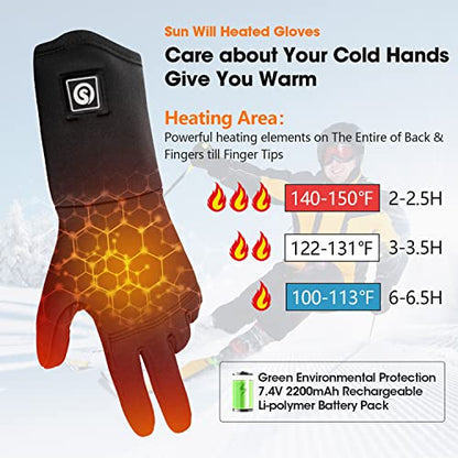 Electric heated gloves for men and women, rechargeable heated winter gloves for outdoor biking, motorcycle, skiing, snowboarding, hunting.