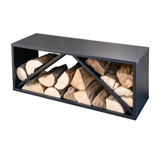 WESTMANN steel firewood rack | 104x34x40 cm black | Firewood rack for indoor & outdoor use | Firewood basket & log holder for storage.