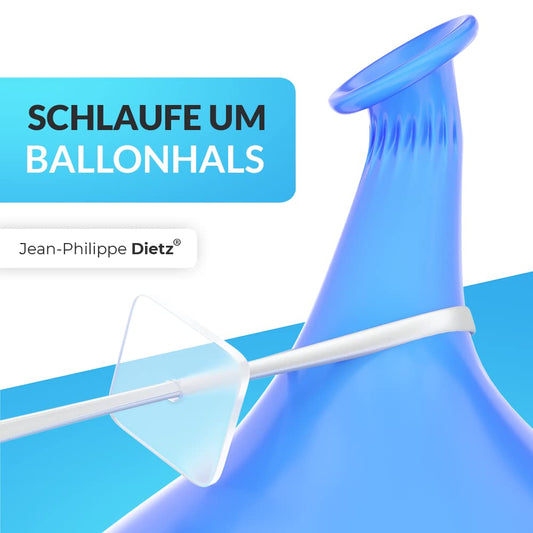 100 Balloon Closures Helium with White Poly Ribbon | Made in Germany | Balloon Ribbon with Quick Closure | Balloon Closure Balloon Ribbons | Jean-Philippe Dietz® Balloon Closures